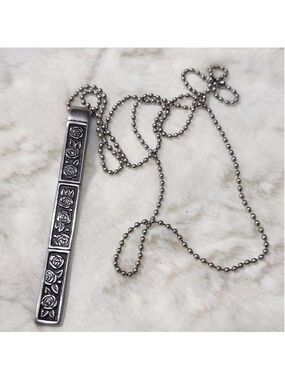Rose silverwear long Pendant Necklace